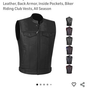Men's Black Leather Biker Vest